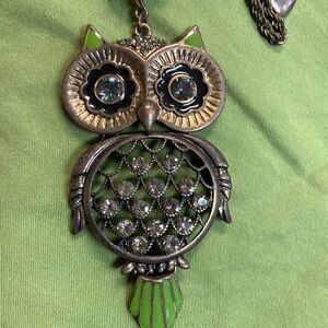 Betsey Johnson long large owl necklace
